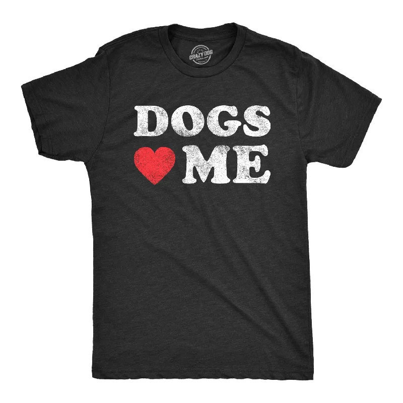 Men's smart - casual checkered t - shirts for semi - formal occasionsDogs Love Me Men's T Shirt