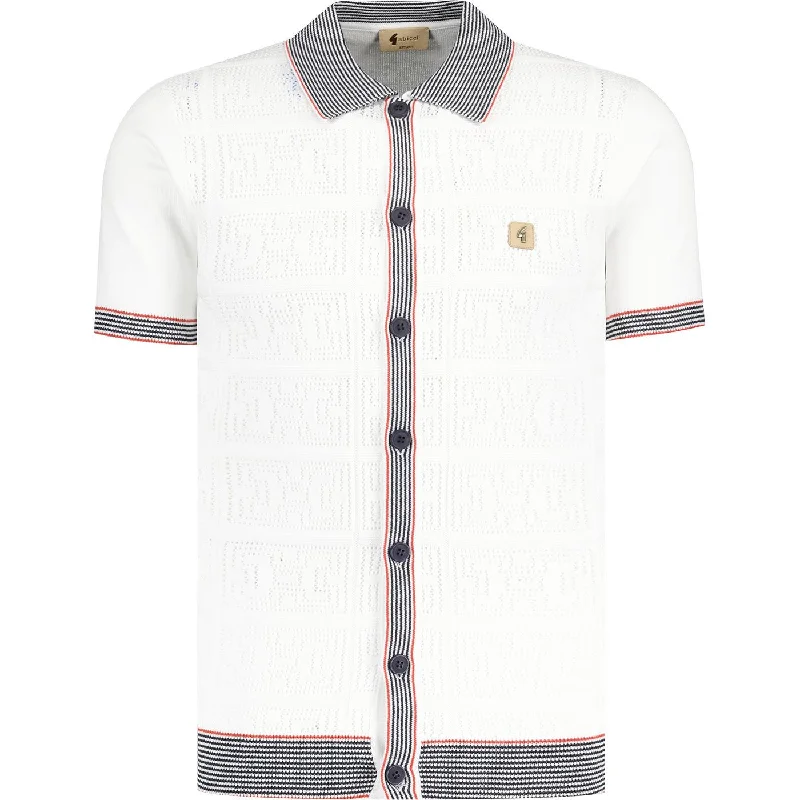 Men's vintage - inspired retro polo shirts with unique patternsGabicci Vintage Men's V52GM12 Soul SS Button Polo Shirt White