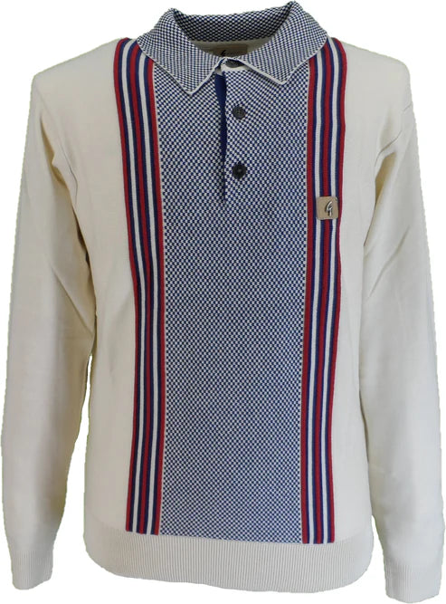 Men's budget - friendly basic polo shirts in multiple colorsGabicci Vintage Men's V53GM11 Hadon LS Stripe Polo Shirt Cream