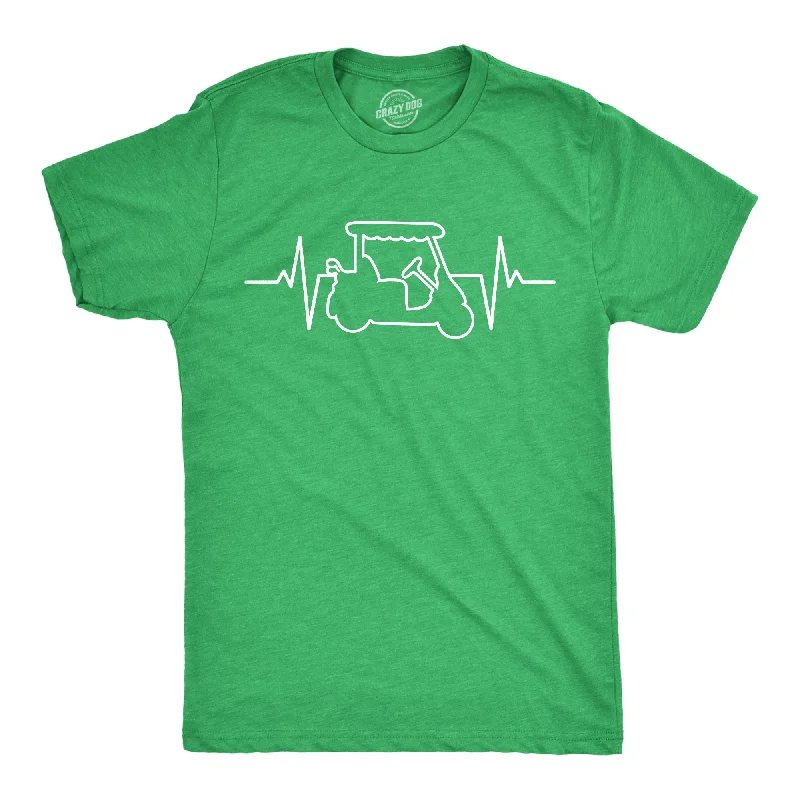 Men's polo t - shirts with a contrast collar for a preppy lookGolf Cart Heart Beat Men's T Shirt