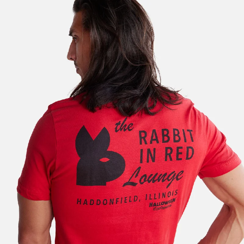 Men's UV - protection t - shirts for outdoor activities in the sunHALLOWEEN RABBIT IN RED SHIRT