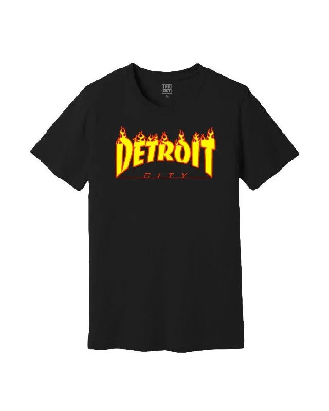 Men's long - sleeve henley t - shirts with button - down placketsInk Detroit City T-Shirt - Black