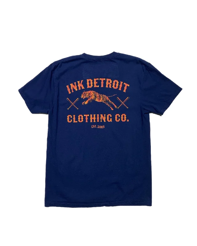 Men's organic cotton crew - neck t - shirts for everyday comfortInk Detroit Clothing Co. Tiger T-Shirt - Pigment Dyed - Navy