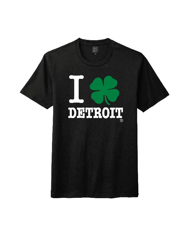 Men's mock - neck t - shirts with a modern and sleek styleInk Detroit - I Love Detroit Cloverleaf Tri-Blend T-Shirt - Black