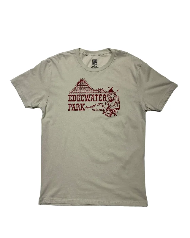 Men's short - sleeve linen t - shirts for summer beach outingsInk Detroit - Vintage Edgewater Park T-Shirt - Sand