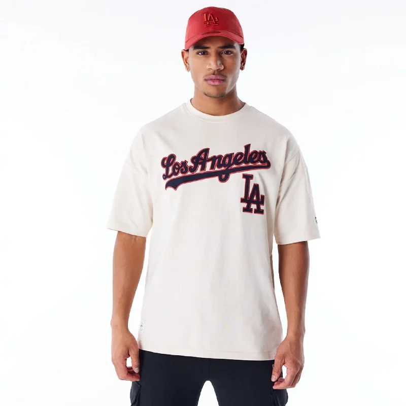 Men's button - front t - shirts with a unique artistic printLA Dodgers MLB Rib Infill Light Beige Oversized T-Shirt