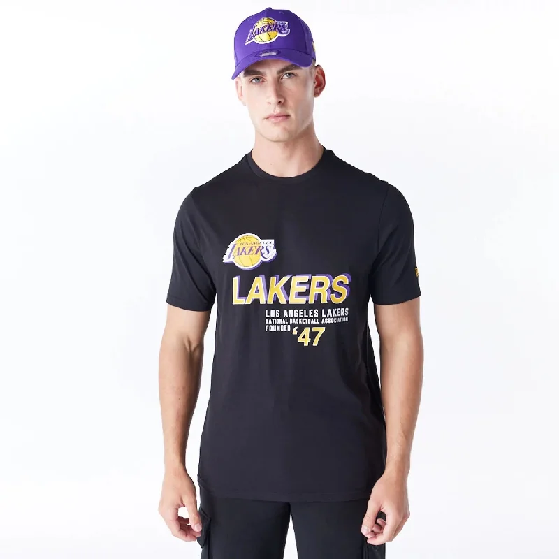 Men's thermal t - shirts with a high - neck design for cold weatherLA Lakers NBA Graphic Black T-Shirt