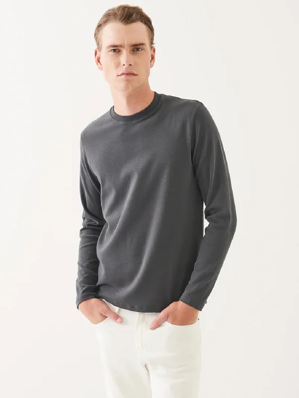 Men's eco - friendly recycled t - shirts for sustainable fashion choicesPima Cotton Stretch Brushed Long Sleeve T-Shirt - Soot