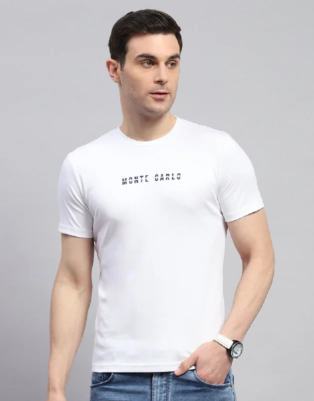 Men's moisture - wicking athletic t - shirts for intense workoutsMen White Solid Round Neck Half Sleeve T-Shirt