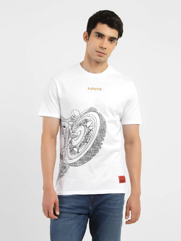 Men's distressed denim - look t - shirts with a rugged appealMen's Graphic Print Slim Fit T-shirt