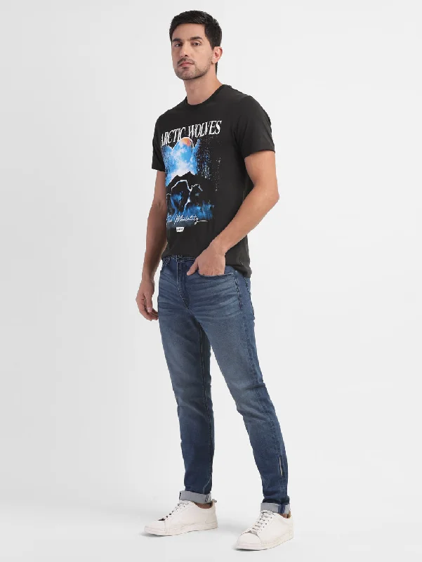 Men's distressed denim - look t - shirts with a rugged appealMen's Graphic Print Slim Fit T-shirt