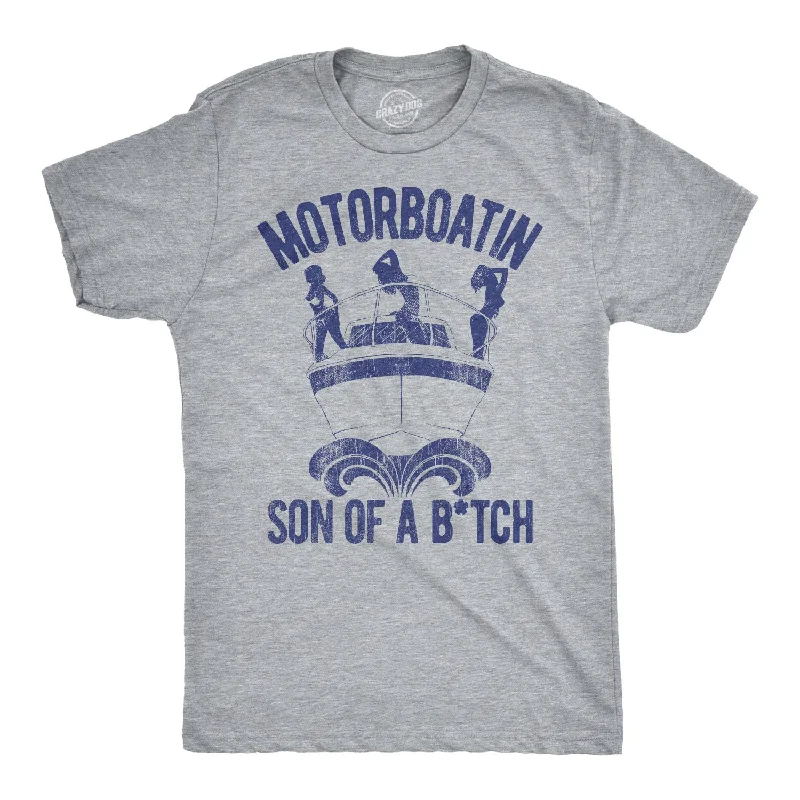 Men's thermal t - shirts with a high - neck design for cold weatherMotorboatin Son Of A Bitch Men's T Shirt