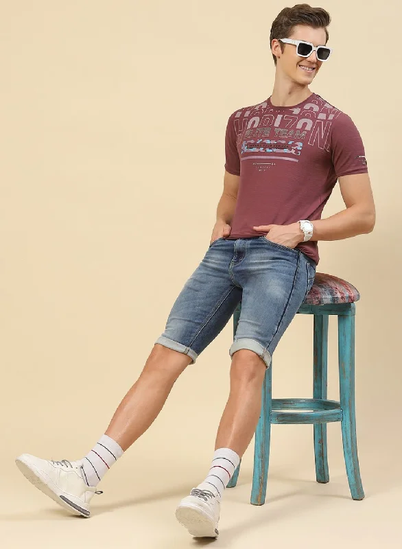 Men's smart - casual checkered t - shirts for semi - formal occasionsMen Pink Printed T-Shirt