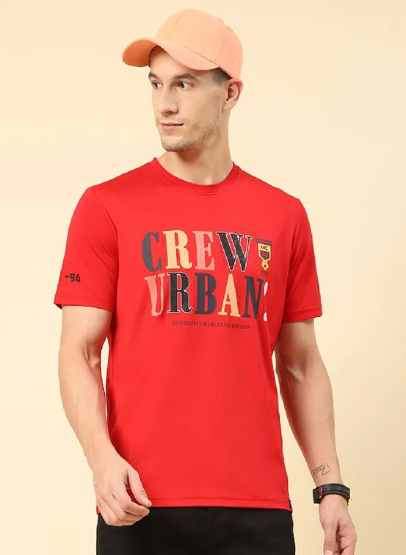 Men's plus - size pocket t - shirts with a classic lookMen Red Printed T-Shirt