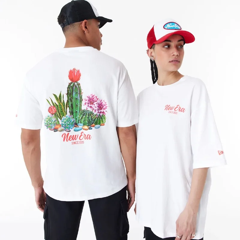 Men's printed Hawaiian t - shirts for tropical vacationsNew Era Cactus Graphic White Oversized T-Shirt