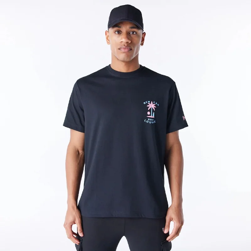 Men's lightweight performance t - shirts for running marathonsNew Era Korea Surf Lounge Black T-Shirt