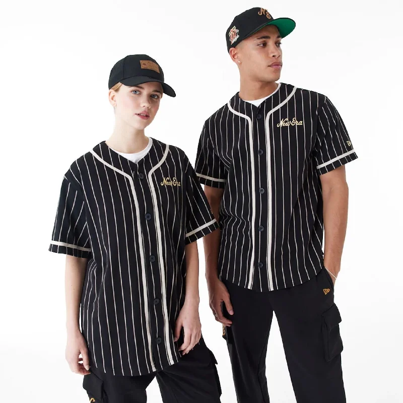 Men's moisture - wicking athletic t - shirts for intense workoutsNew Era Pinstripe Black Jersey