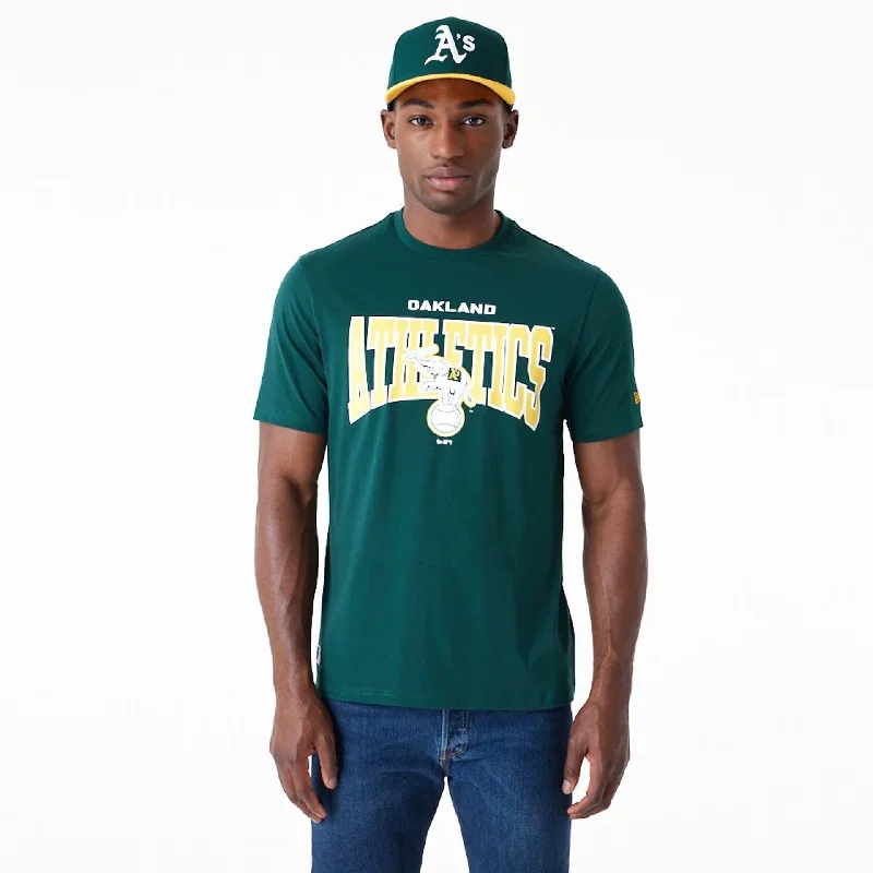 Men's button - front t - shirts with a unique artistic printOakland Athletics MLB Arch Wordmark Graphic Dark Green T-Shirt