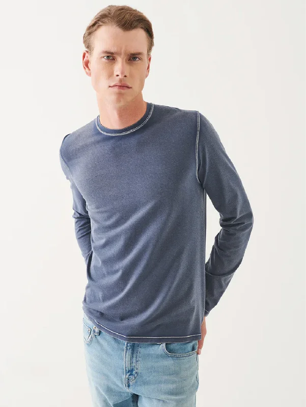 Men's long - sleeve henley t - shirts with button - down placketsPima Cotton Vintage Wash Long Sleeve Tee - Storm