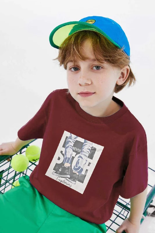 Men's ribbed cuffs and hem polo shirts for a textured lookPolo Republica Boy's Never Stop Printed Tee Shirt