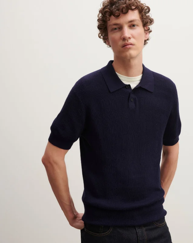 Men's two - tone stripe polo shirts with a preppy stylePolo ultrafin à côtes