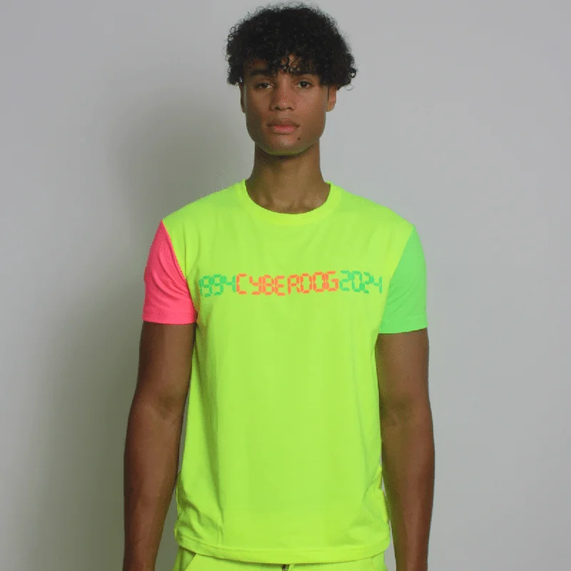 Men's thermal t - shirts with a high - neck design for cold weatherRAVE ON T-SHIRT MUTLI NEON MENS