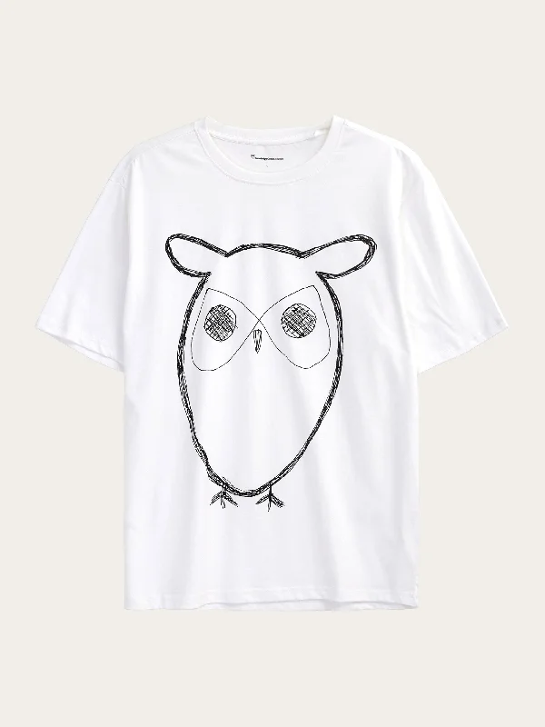 Men's printed Hawaiian t - shirts for tropical vacationsRegular big owl front print t-shirt - GOTS - Bright White