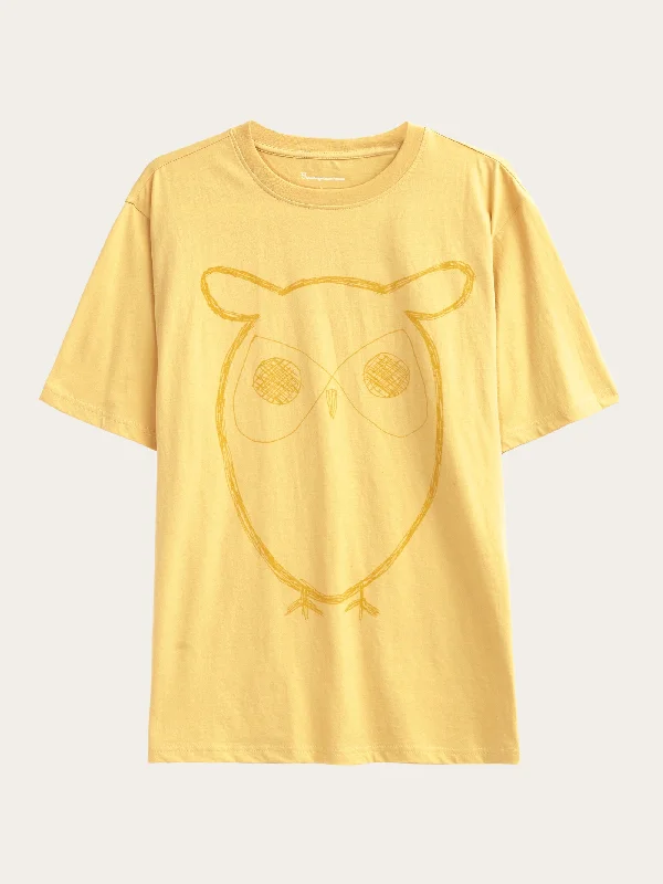 Men's smart - casual checkered t - shirts for semi - formal occasionsRegular big owl front print t-shirt - GOTS - Misted Yellow