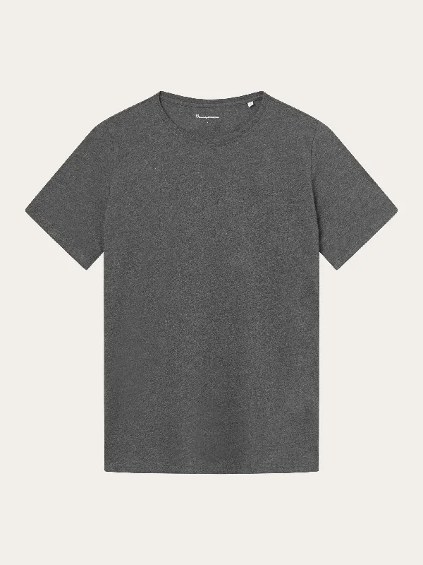 Men's long - sleeve henley t - shirts with button - down placketsRegular fit Basic tee - Dark Grey Melange