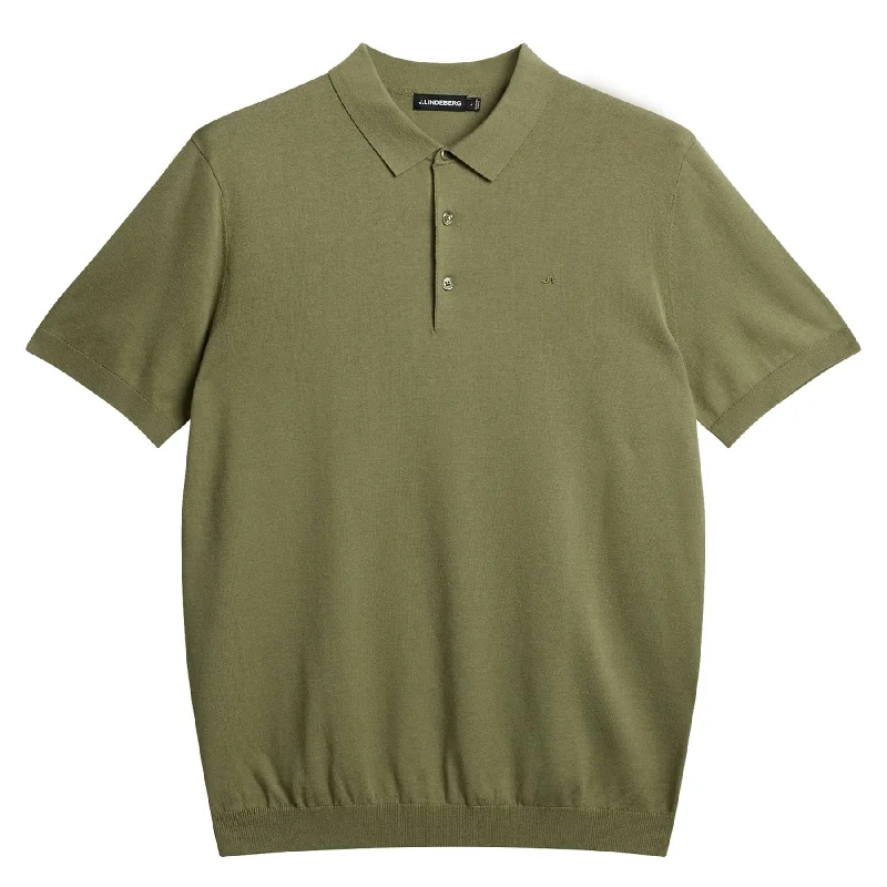 Men's formal - style silk blend polo shirts for special occasionsRidge Rayon Silk Slim Fit Polo Oil Green - SS24