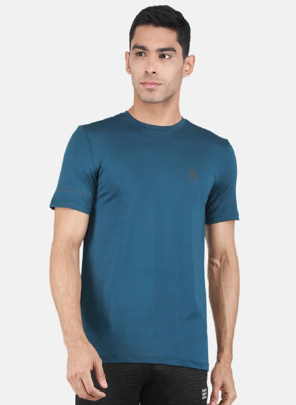 Men's ribbed t - shirts with a textured finish for added styleRock-it Men Blue Solid T-Shirt