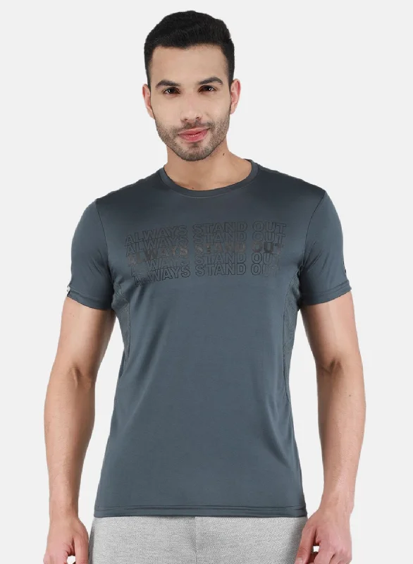 Men's lightweight performance t - shirts for running marathonsMen Grey Printed T-Shirt