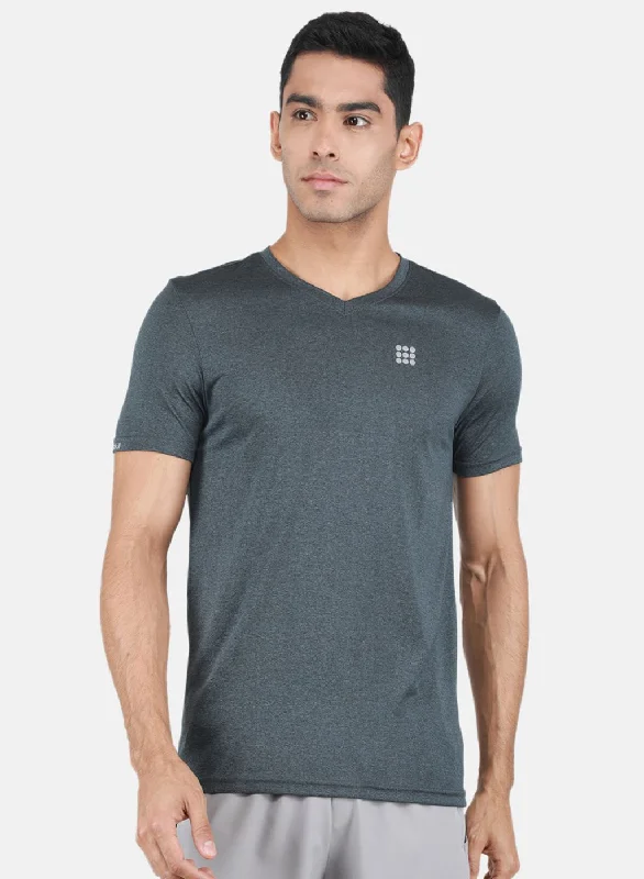 Men's mock - neck t - shirts with a modern and sleek styleRock-it Men Grey Solid T-Shirt