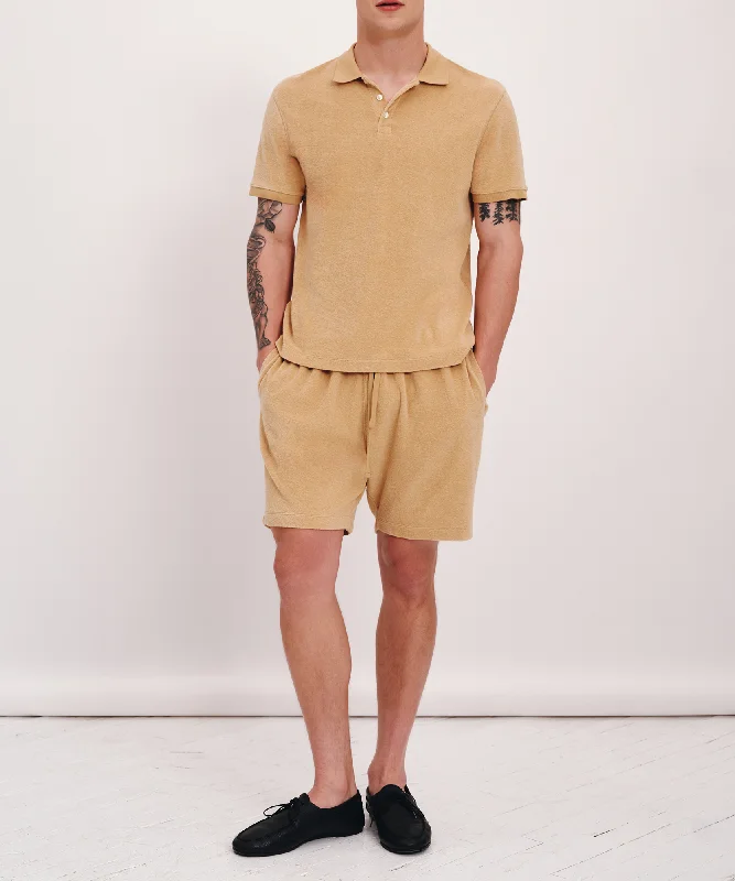 Men's polo t - shirts with a contrast collar for a preppy lookTowel Terry Shorts - Sand Castle