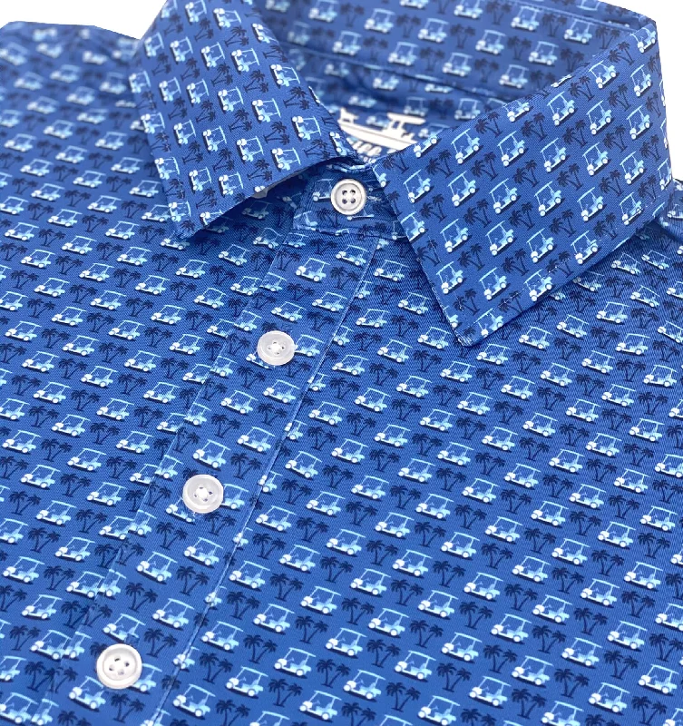 Men's vintage - inspired retro polo shirts with unique patternsFairway Fliers: Upcycled Club Polo - Mid-Blue