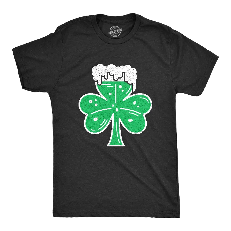 Men's button - front t - shirts with a unique artistic printShamrock Beer Glass Men's T Shirt