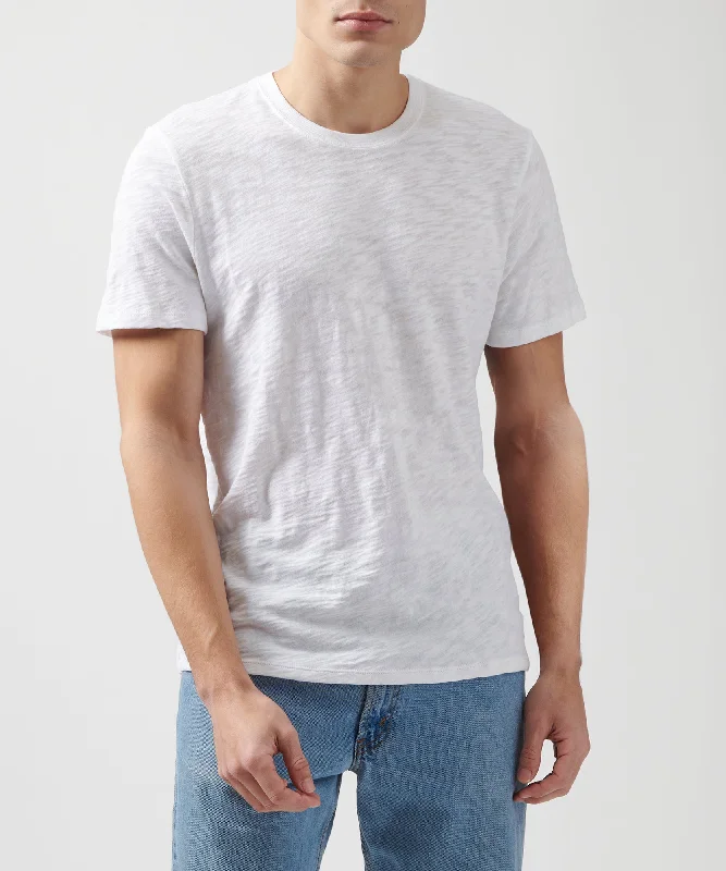 Men's short - sleeve linen t - shirts for summer beach outingsSlub Jersey Crew Neck Tee - White