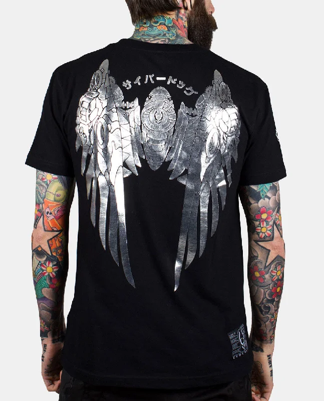 Men's button - front t - shirts with a unique artistic printMENS GUARDIAN ANGEL II T-SHIRT