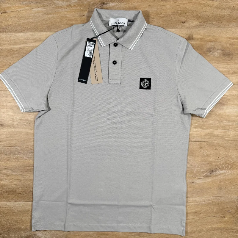 Men's two - tone stripe polo shirts with a preppy styleStone Island Patch Logo Polo Shirt in Grey