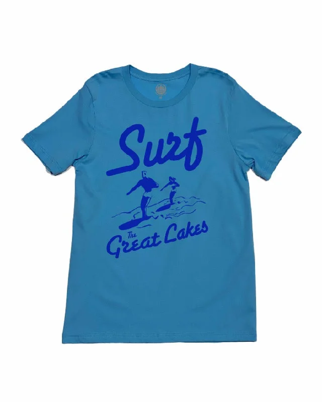 Men's distressed denim - look t - shirts with a rugged appealThe Great Lakes State SURF THE Great Lakes T-Shirt - Lake Blue