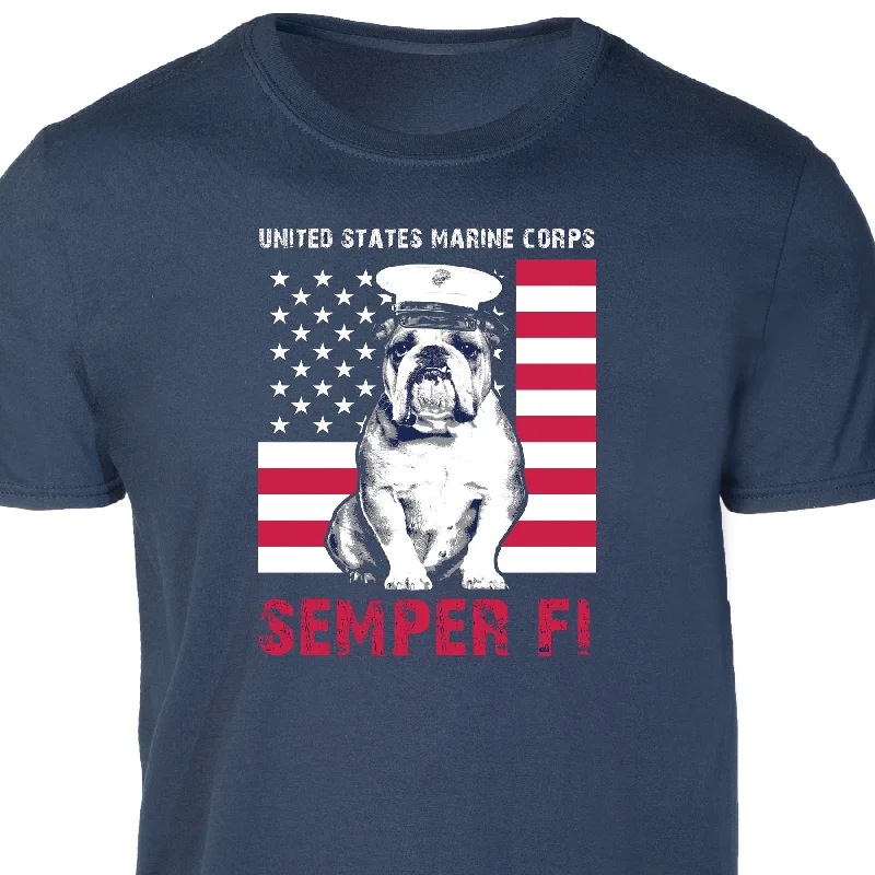 Men's mock - neck t - shirts with a modern and sleek styleDress Blues Bulldog Full Front T-shirt