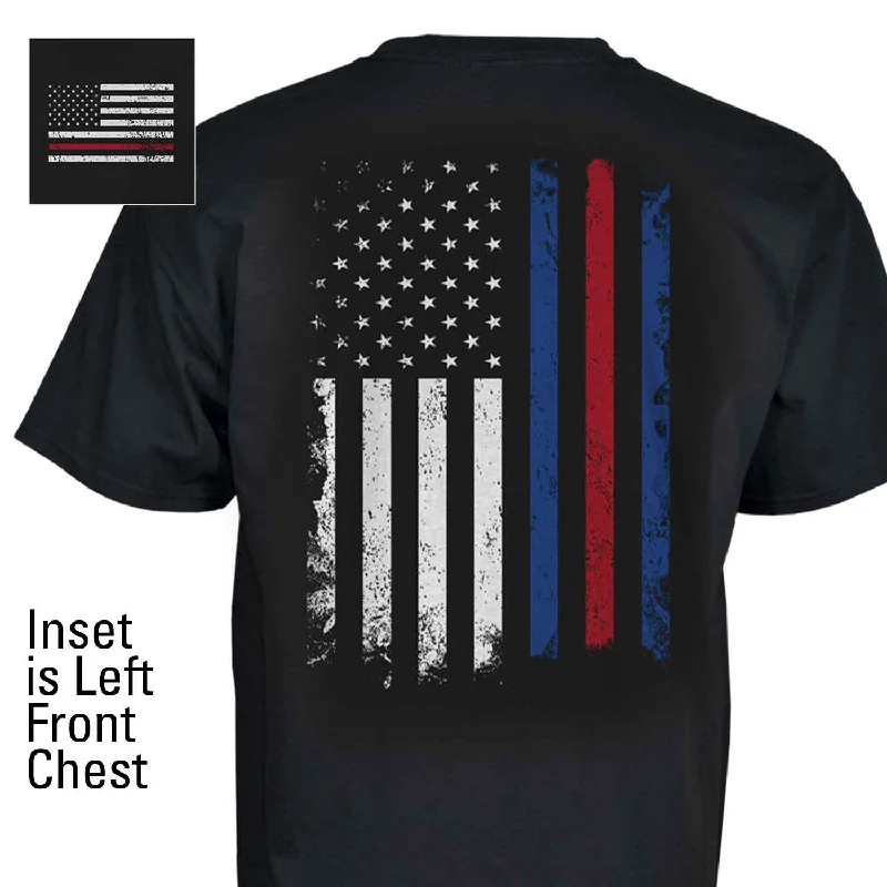 Men's thermal t - shirts with a high - neck design for cold weatherMarine Corps Blood Stripe Flag Black T-shirt