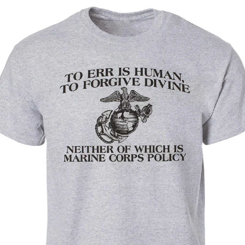 Men's slim - fit graphic t - shirts with vintage rock band printsFunny 'To Err is Human' Marine Corps T-shirt