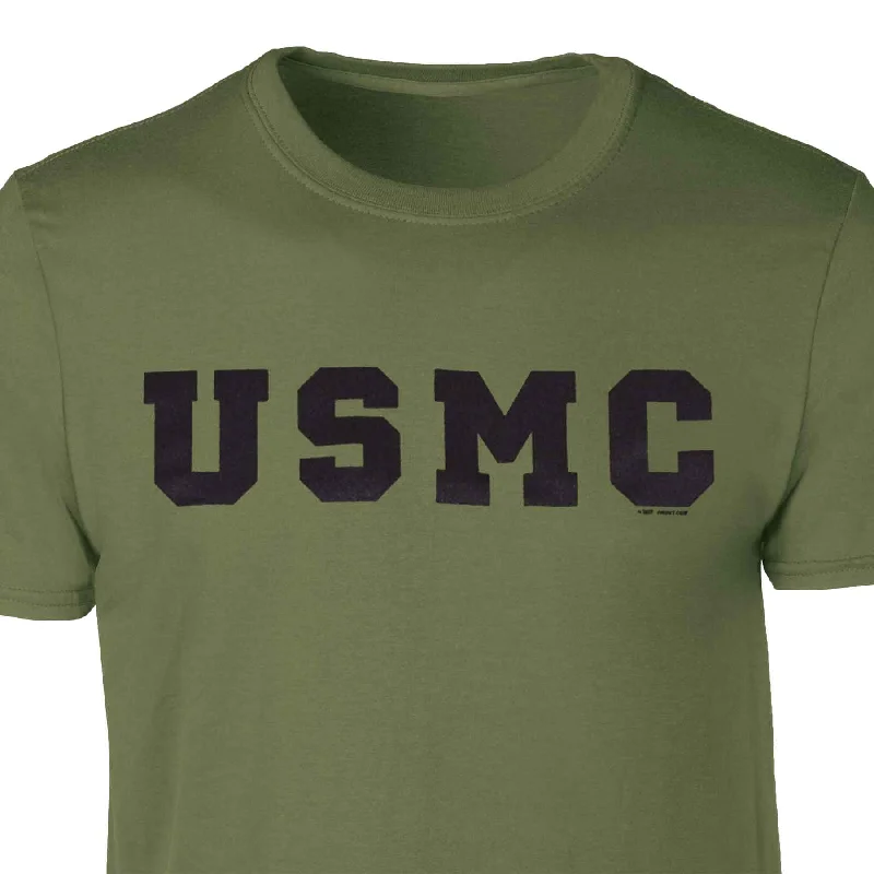 Men's slim - fit graphic t - shirts with vintage rock band printsUSMC Initials Marine Corps T-shirt