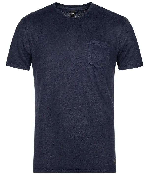 Men's polo t - shirts with a contrast collar for a preppy lookLinen Pocket T-shirt Navy Blue